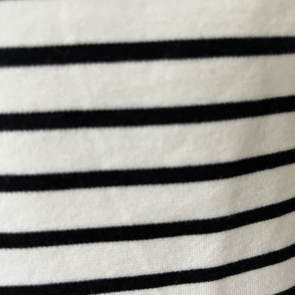 Striped Black and White Sleeveless Top with embellishment at neckline - Picture 6 of 11